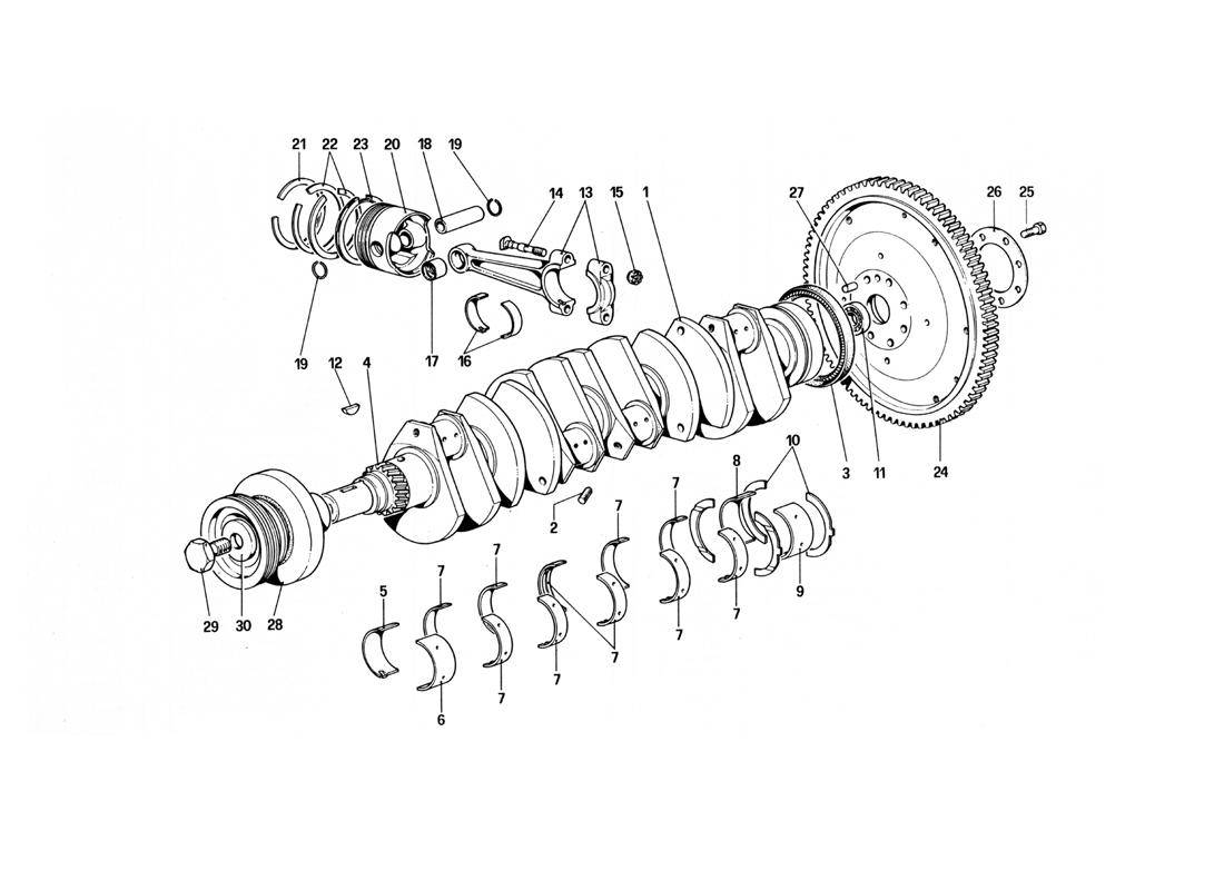 CRANKSHAFT, CONNECTING RODS AND PISTONS